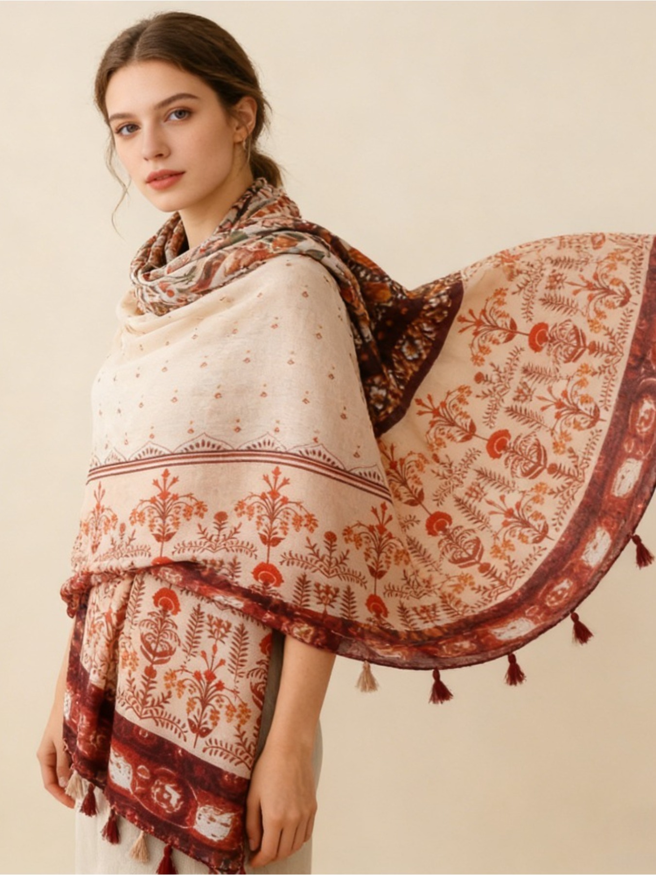 Go Ethnic Fashion - 1 adet fransız retro baskı atmosfer