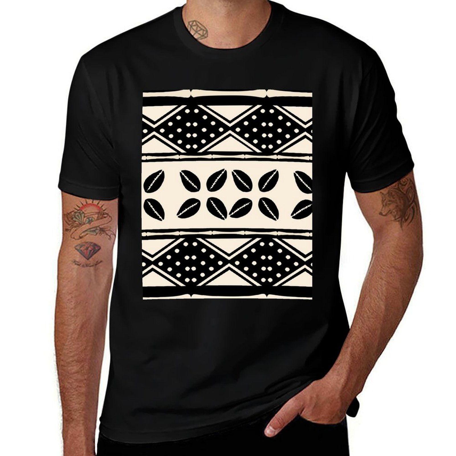 Mudcloth Print Top - Afrika soyut çamur kumaş desenli tişört