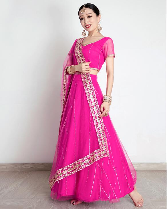 Saree Georgette Women - Hindistan kadın Saree nakış Georgette Rhinestones