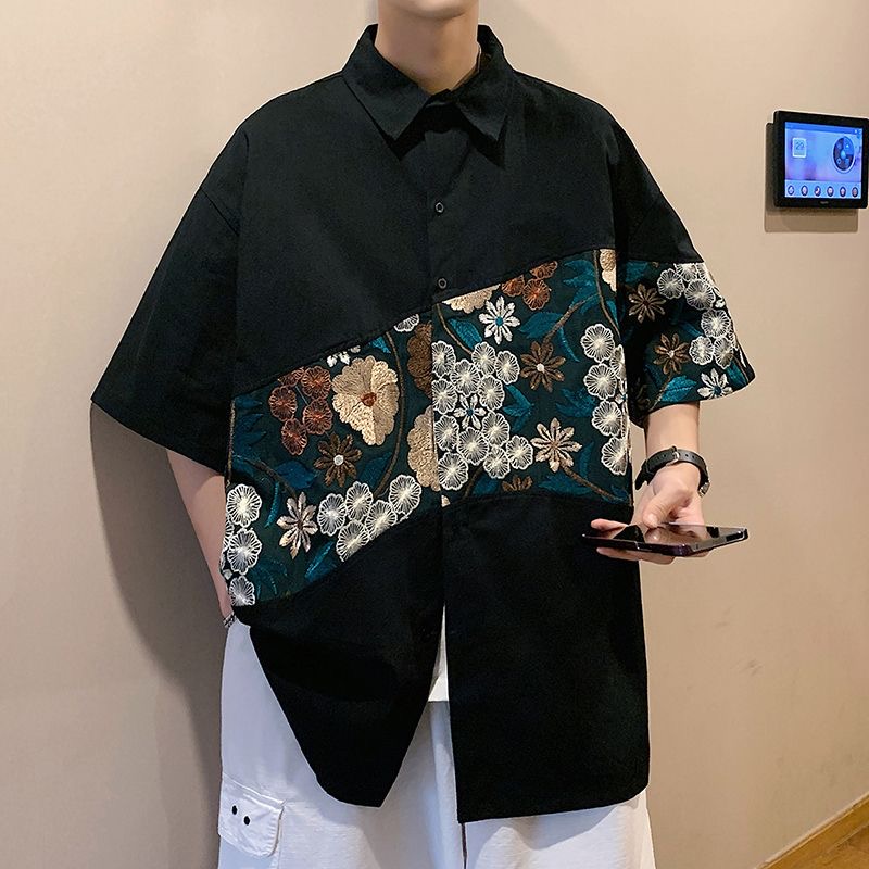 Urban Ethnic Fashion - XXL Etnik Tarzı Nakış Erkekler Yaz