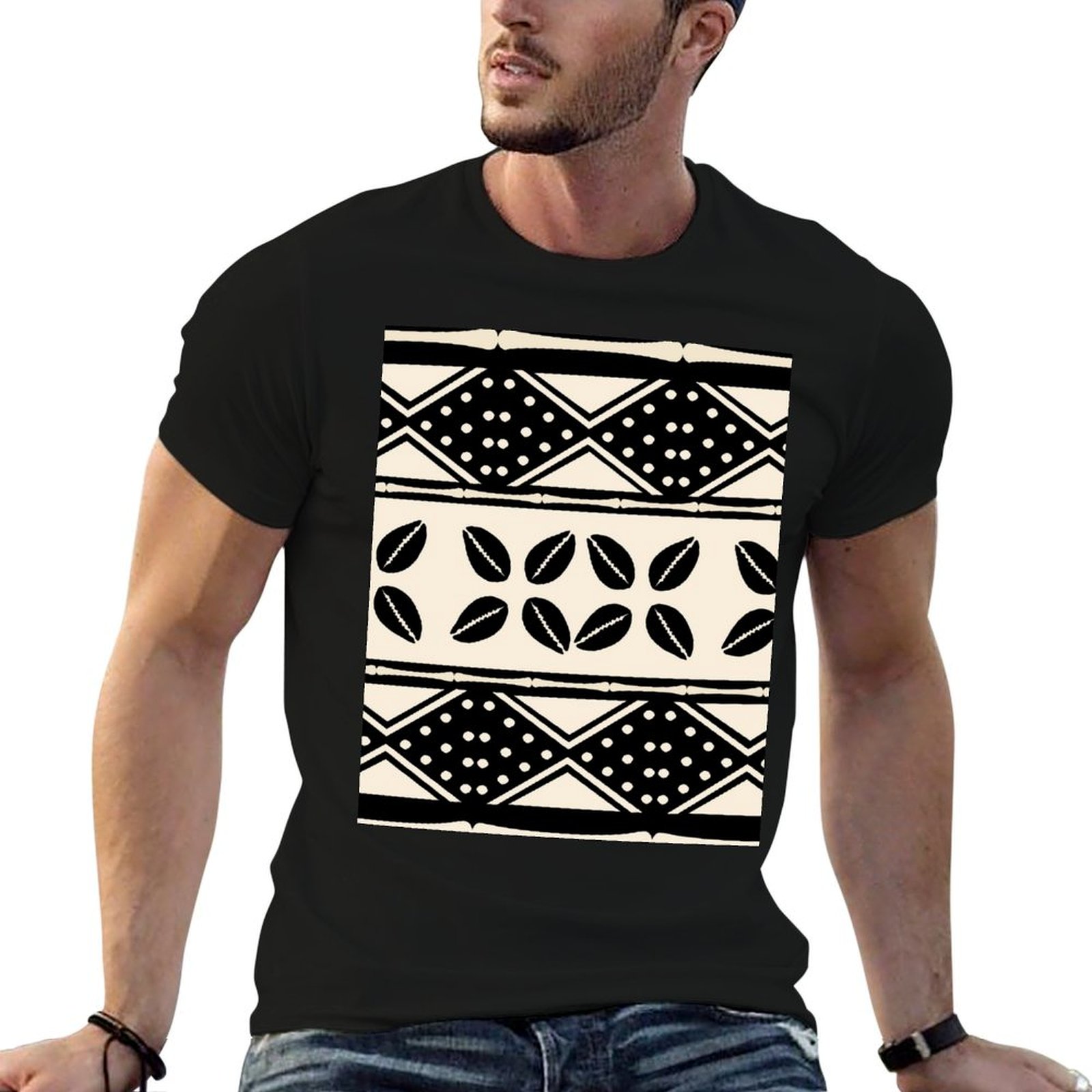 Mudcloth Print Top - Afrika soyut çamur kumaş desenli tişört