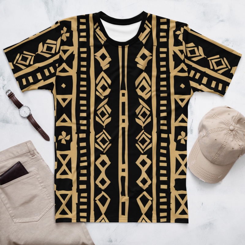 Mudcloth Print Top - Tribal Afrika Çamurluk Desenli Erkek Tişörtü
