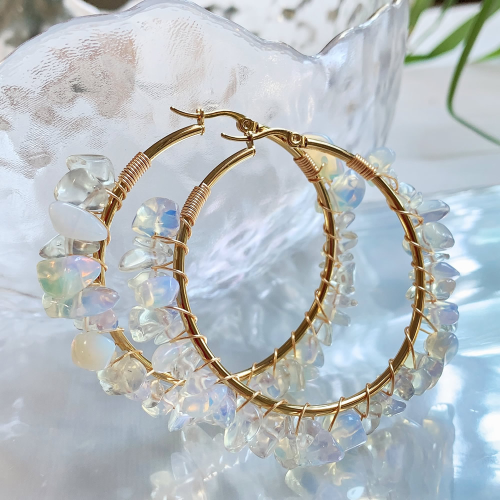 Doğal kristal çember küpe düze - Aura Ethnic Fashion incelemesi ve fiyatı