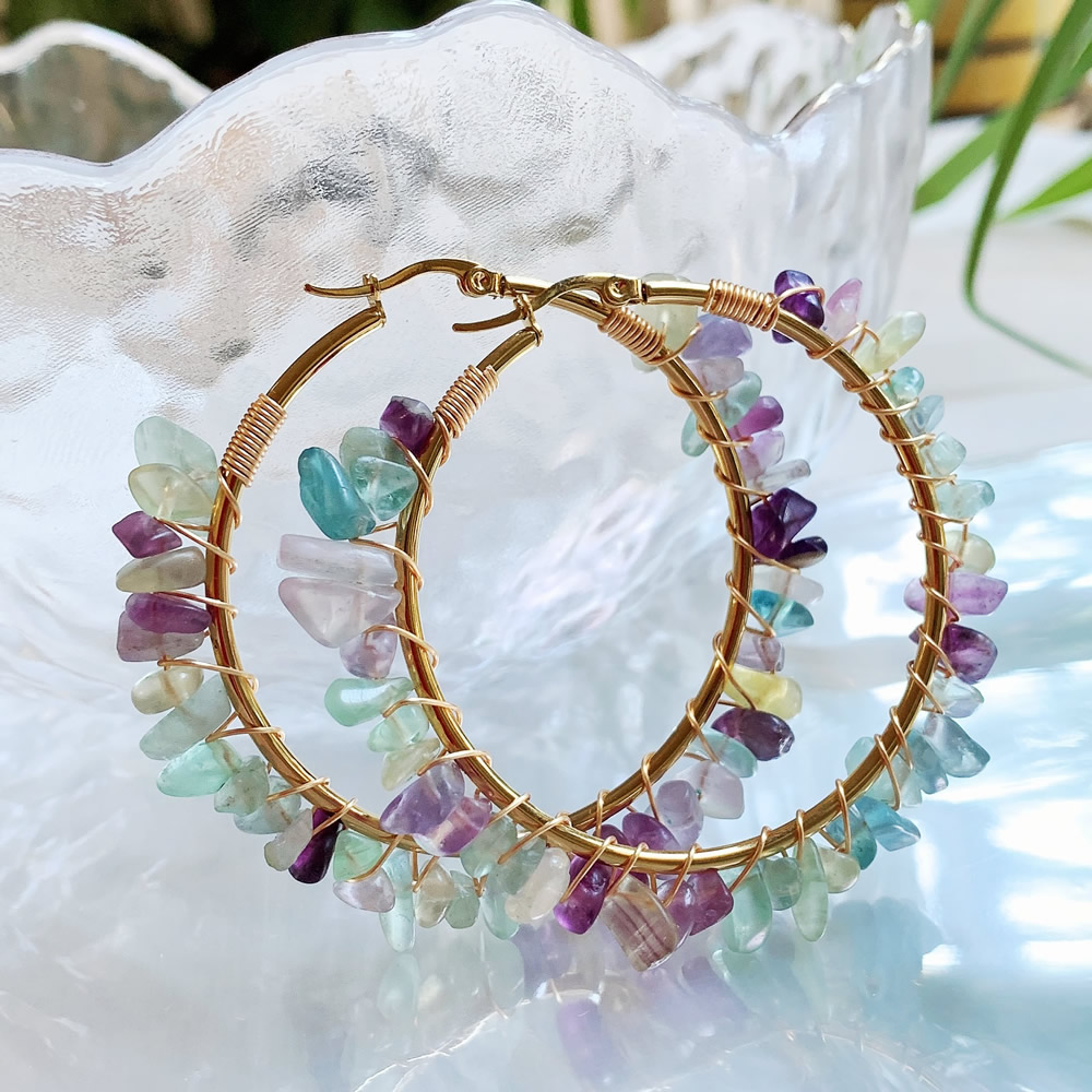 Doğal kristal çember küpe düze - Aura Ethnic Fashion incelemesi ve fiyatı