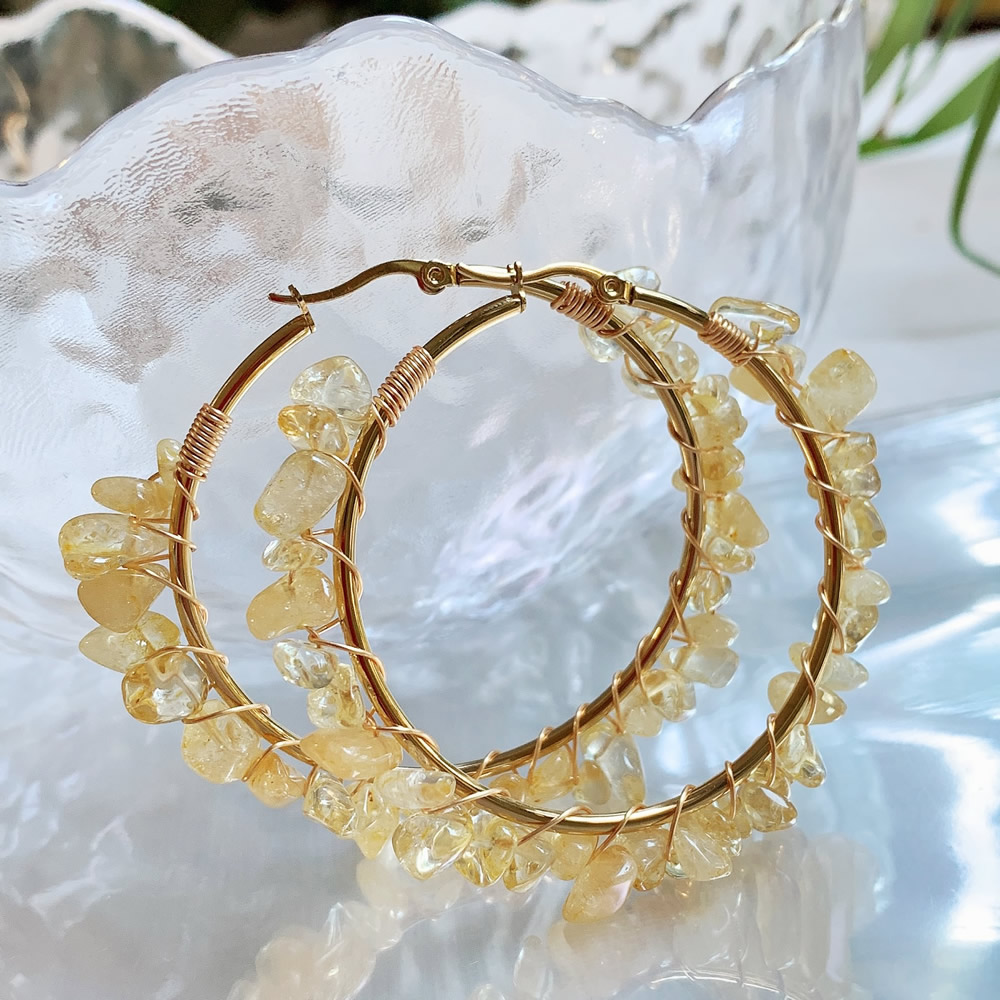 Doğal kristal çember küpe düze - Aura Ethnic Fashion incelemesi ve fiyatı