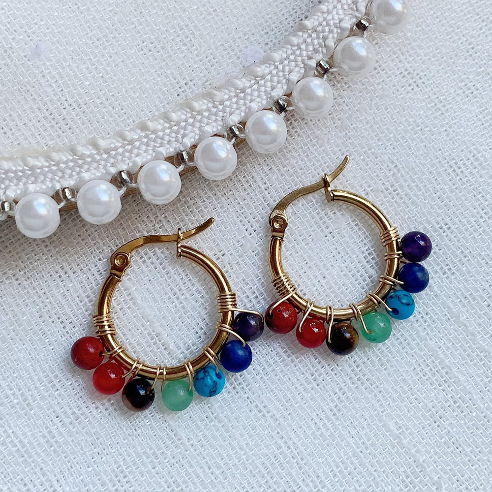 7 çakra doğal taş küpe kadınla - Aura Ethnic Fashion incelemesi ve fiyatı